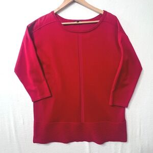 TINT & SHADOW Red 3/4 Sleeve Boat Neck Knit Top Sweater Women's Size L